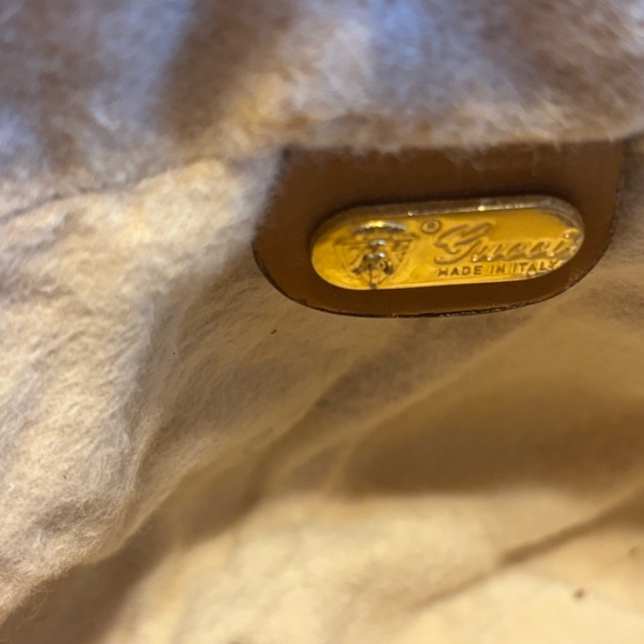 Authentic Gucci Vintage, Chocolate rugged textured, Caramel Leather Gold Chain - Picture 6 of 10